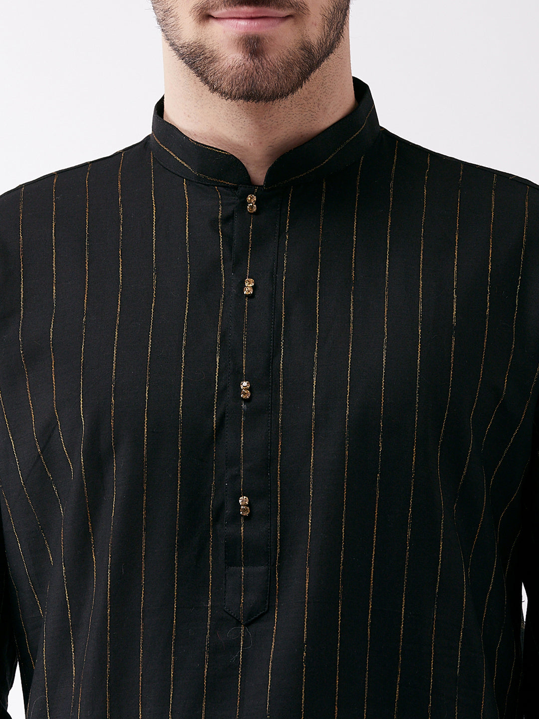 Men's Black Cotton Blend Kurta