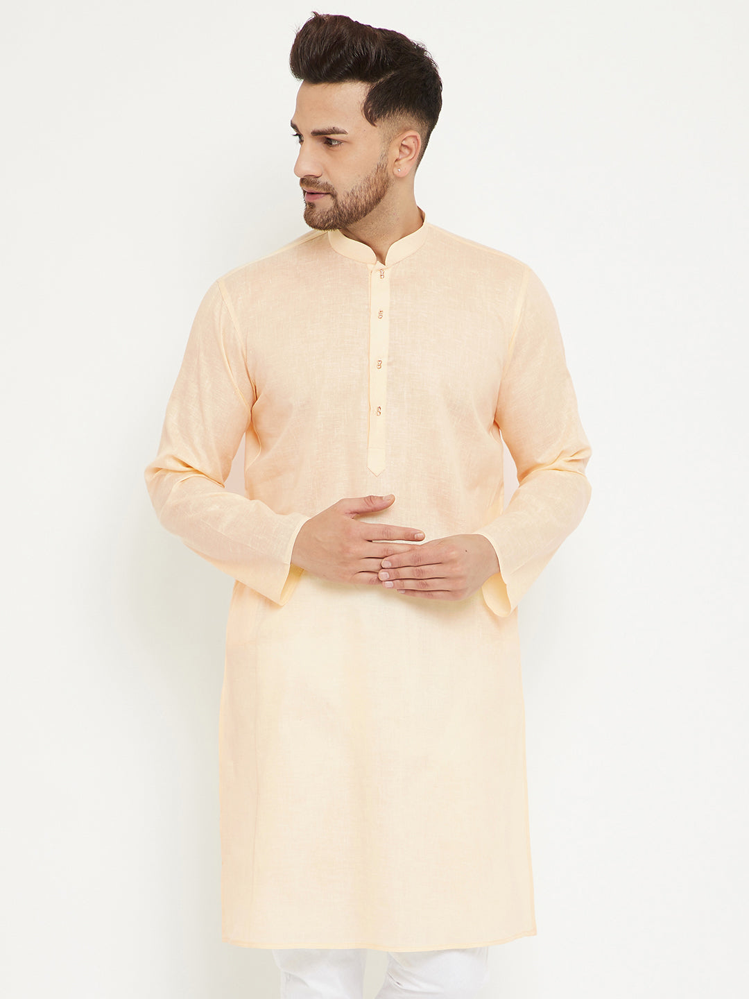 Men's Cream Cotton Blend Kurta