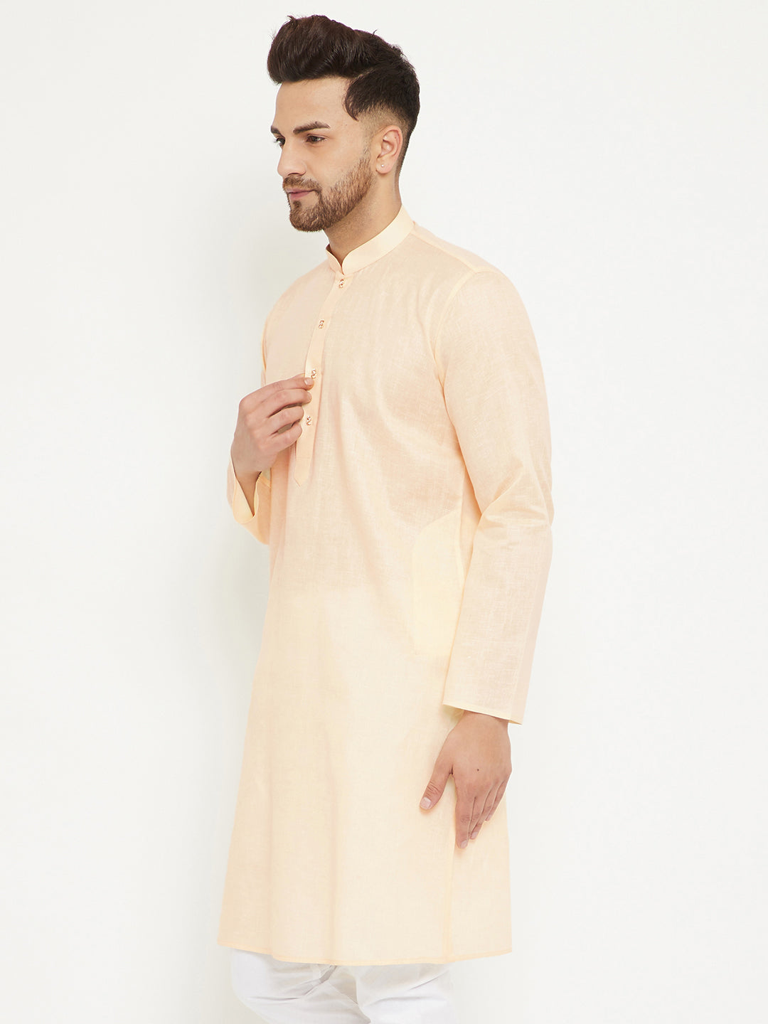 Men's Cream Cotton Blend Kurta