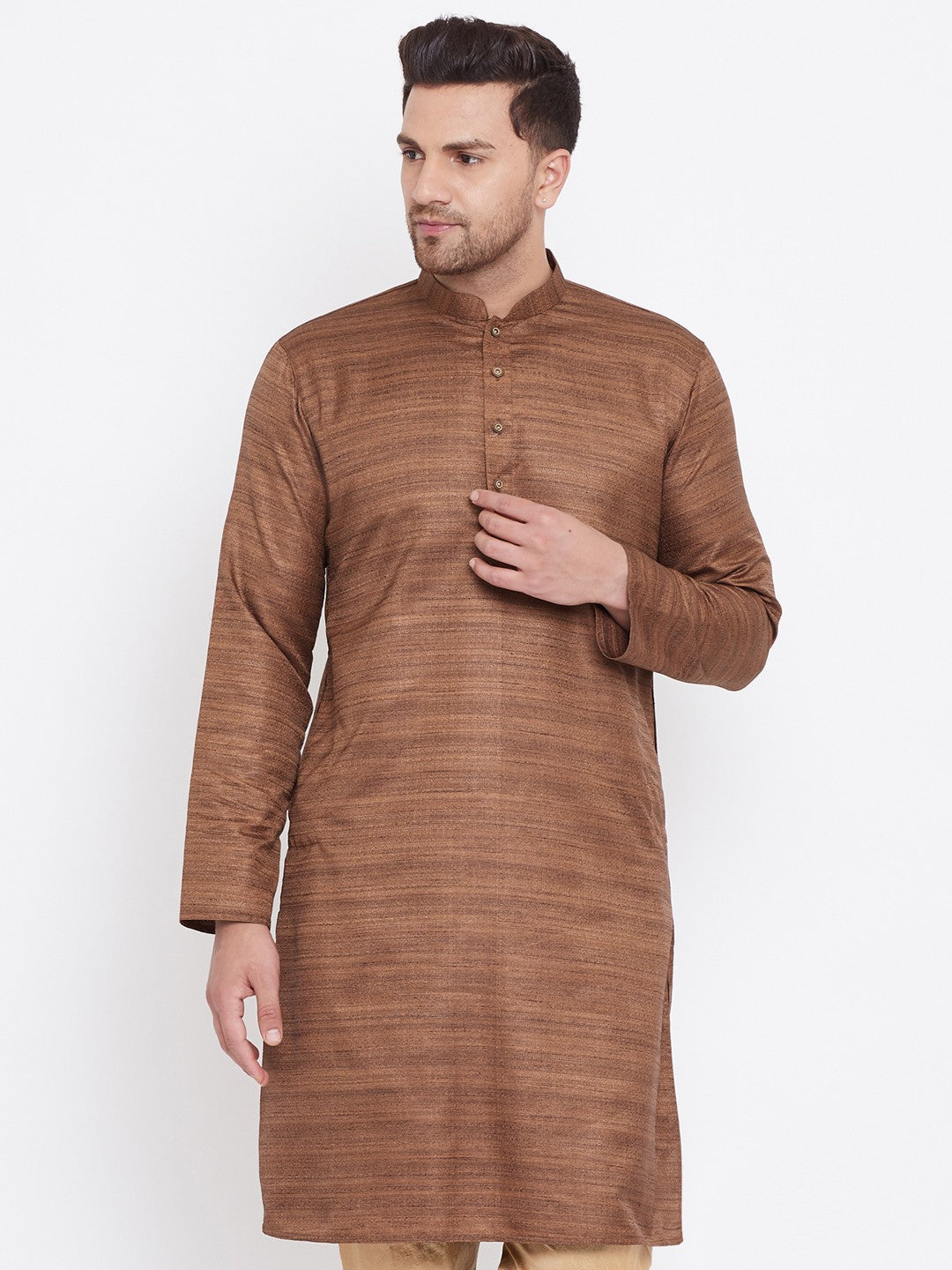 Men's Coffee Brown Silk Blend Kurta