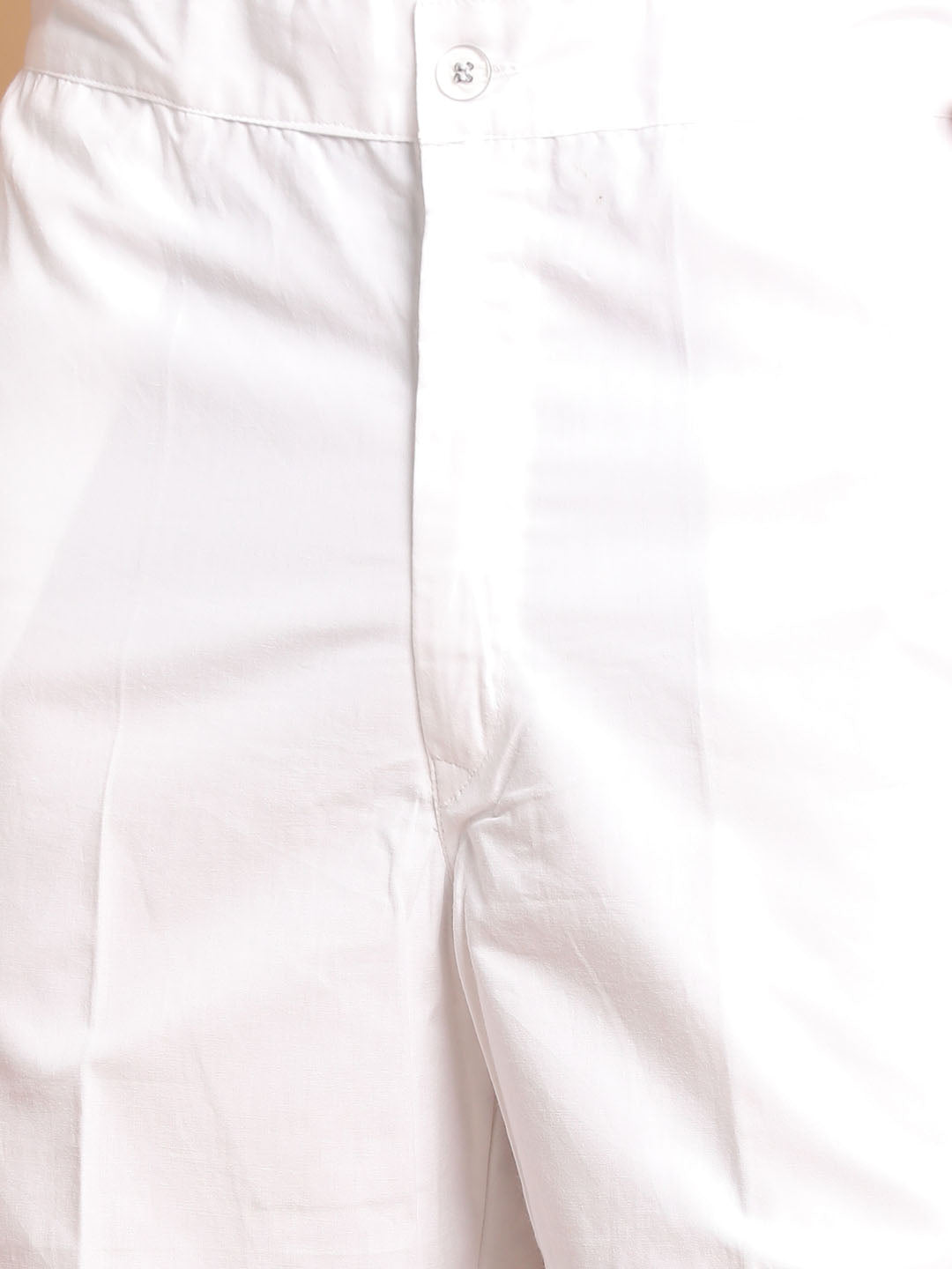 Men's White Cotton Blend Kurta Pyjama Set