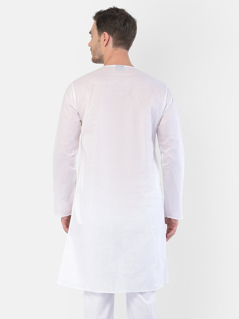 Men's White Cotton Addi Kurta