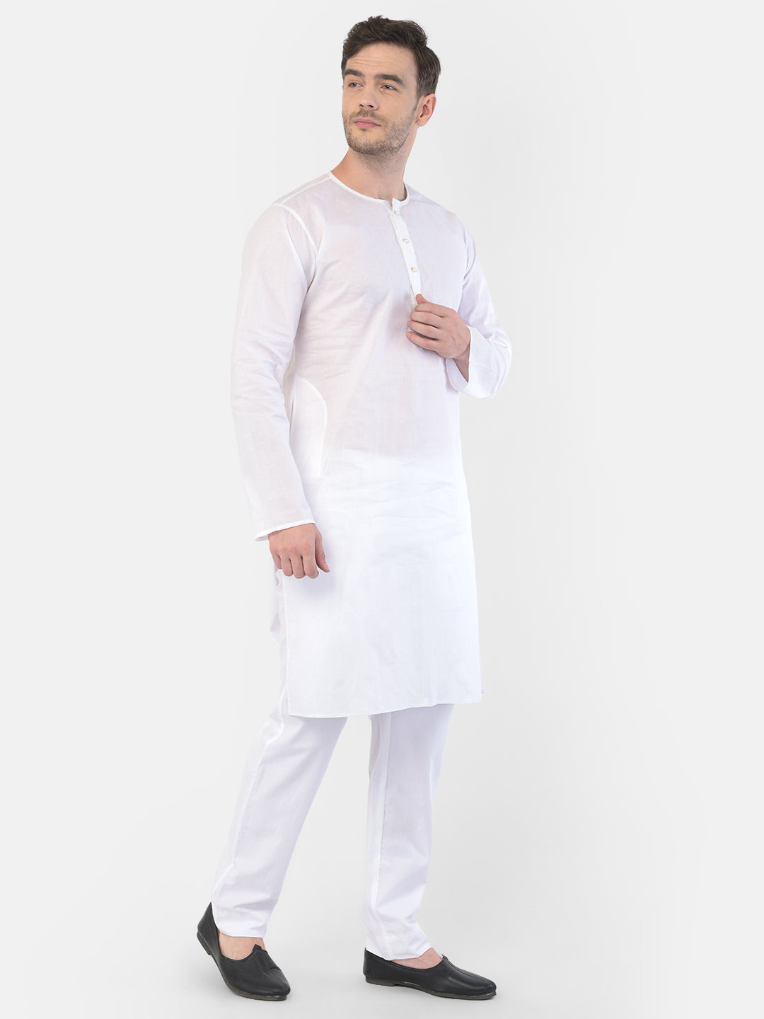 Men's White Cotton Addi Kurta