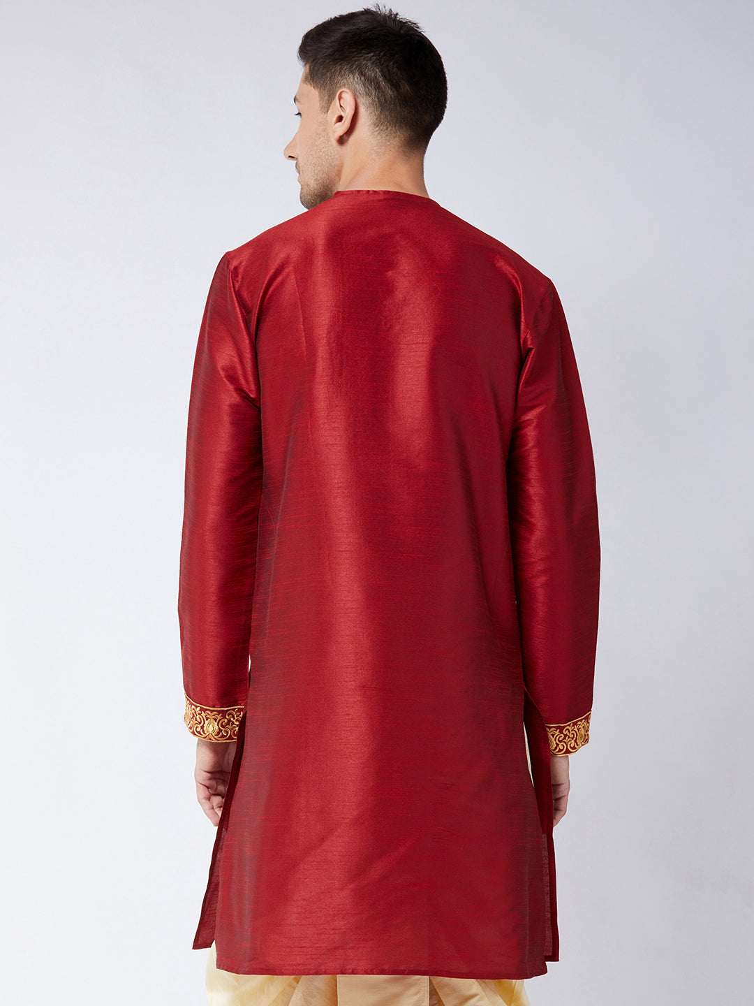 Men's Maroon Silk Blend Kurta