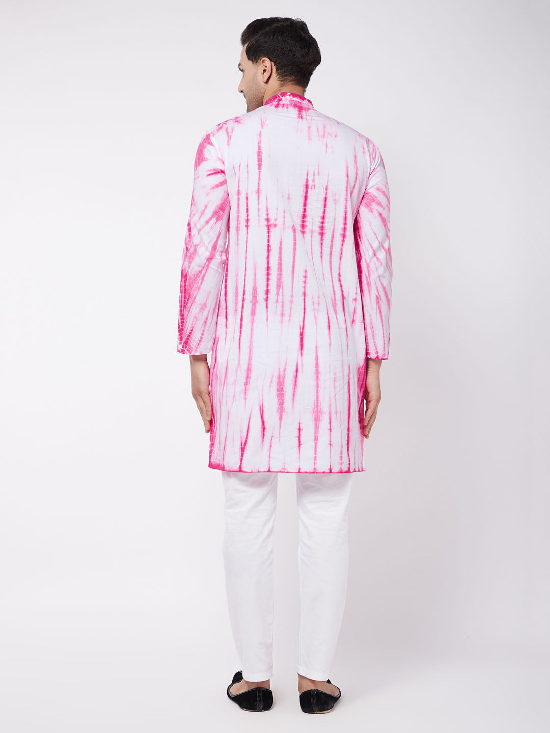 Men's Pink And White Pure Cotton Kurta Pyjama Set