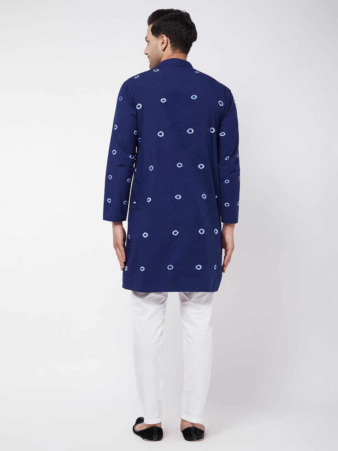 Men's Blue And White Pure Cotton Kurta Pyjama Set