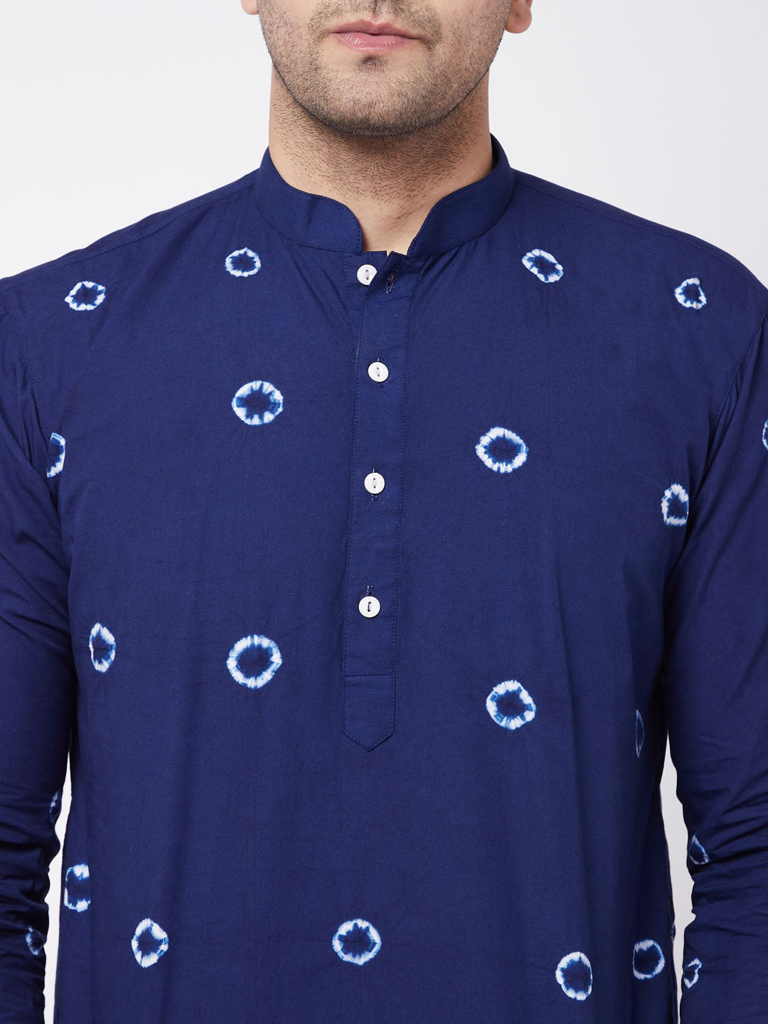 Men's Blue And White Pure Cotton Kurta Pyjama Set