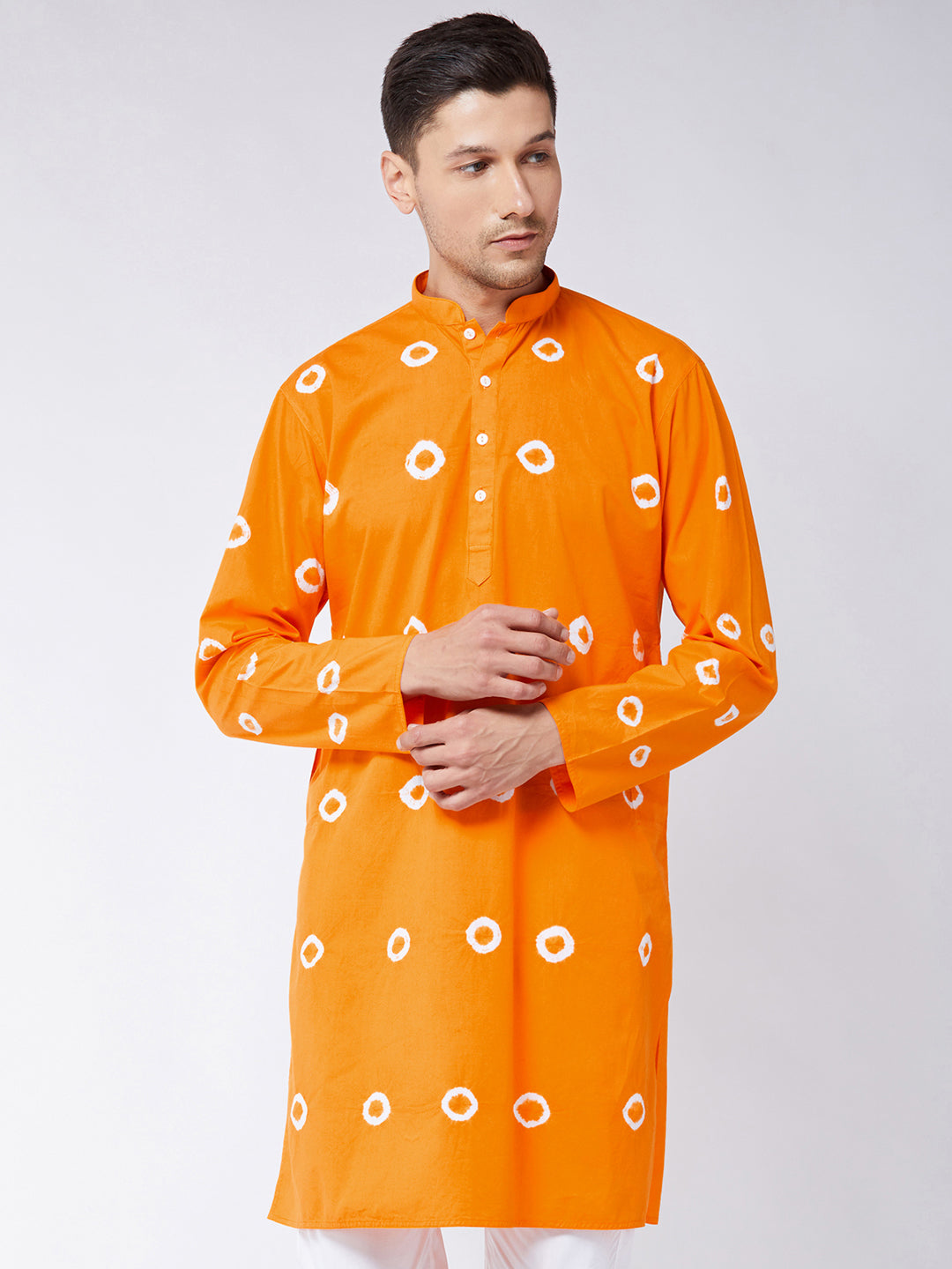 Men's Orange Pure Cotton Kurta