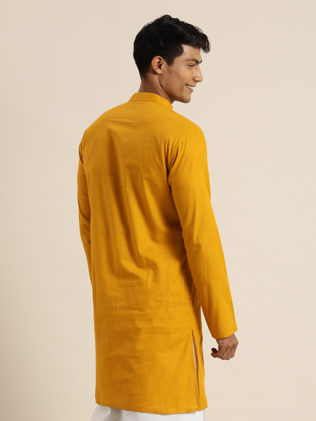 Men's Mustard Cotton Kurta