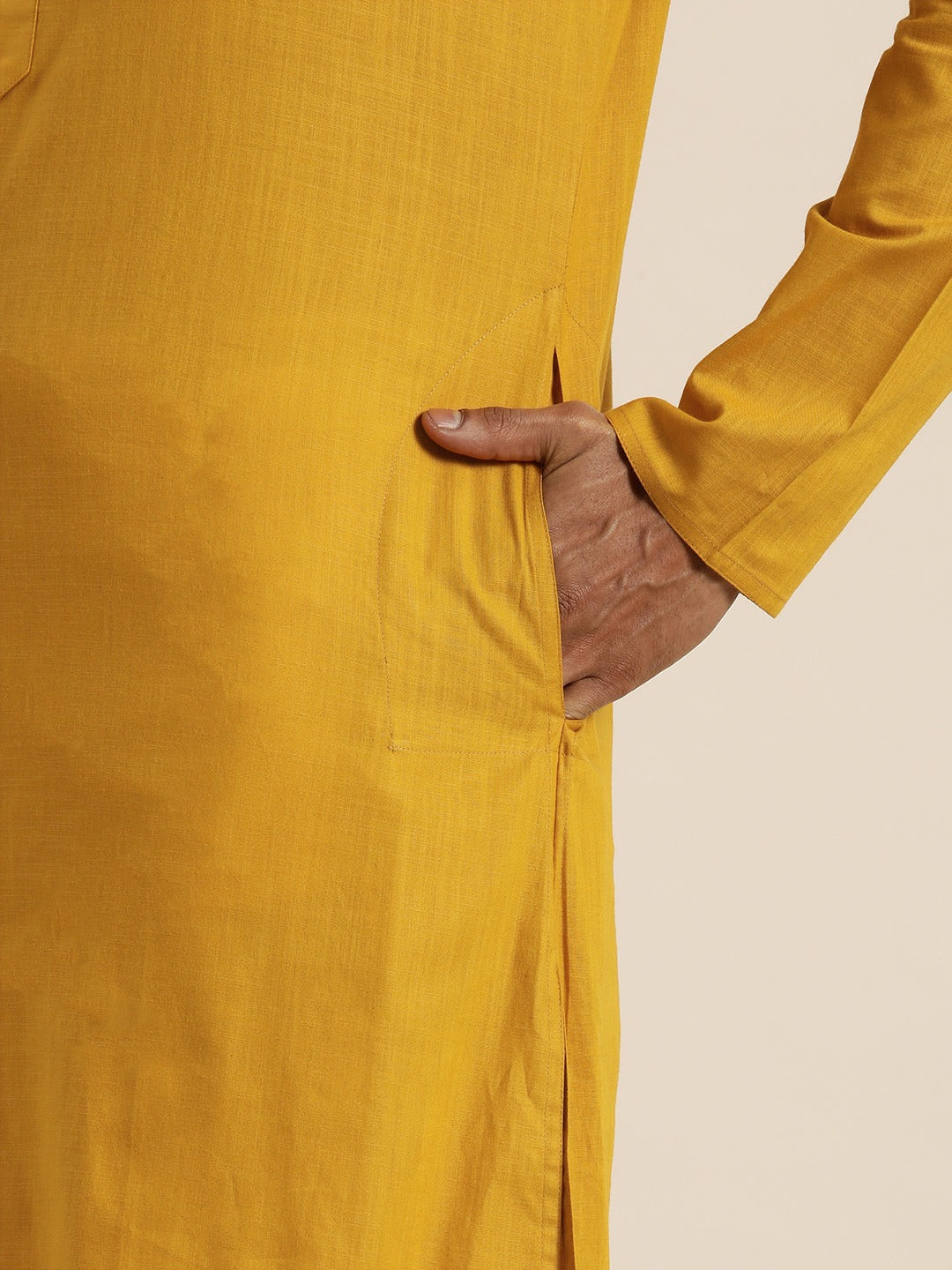 Men's Mustard Cotton Kurta