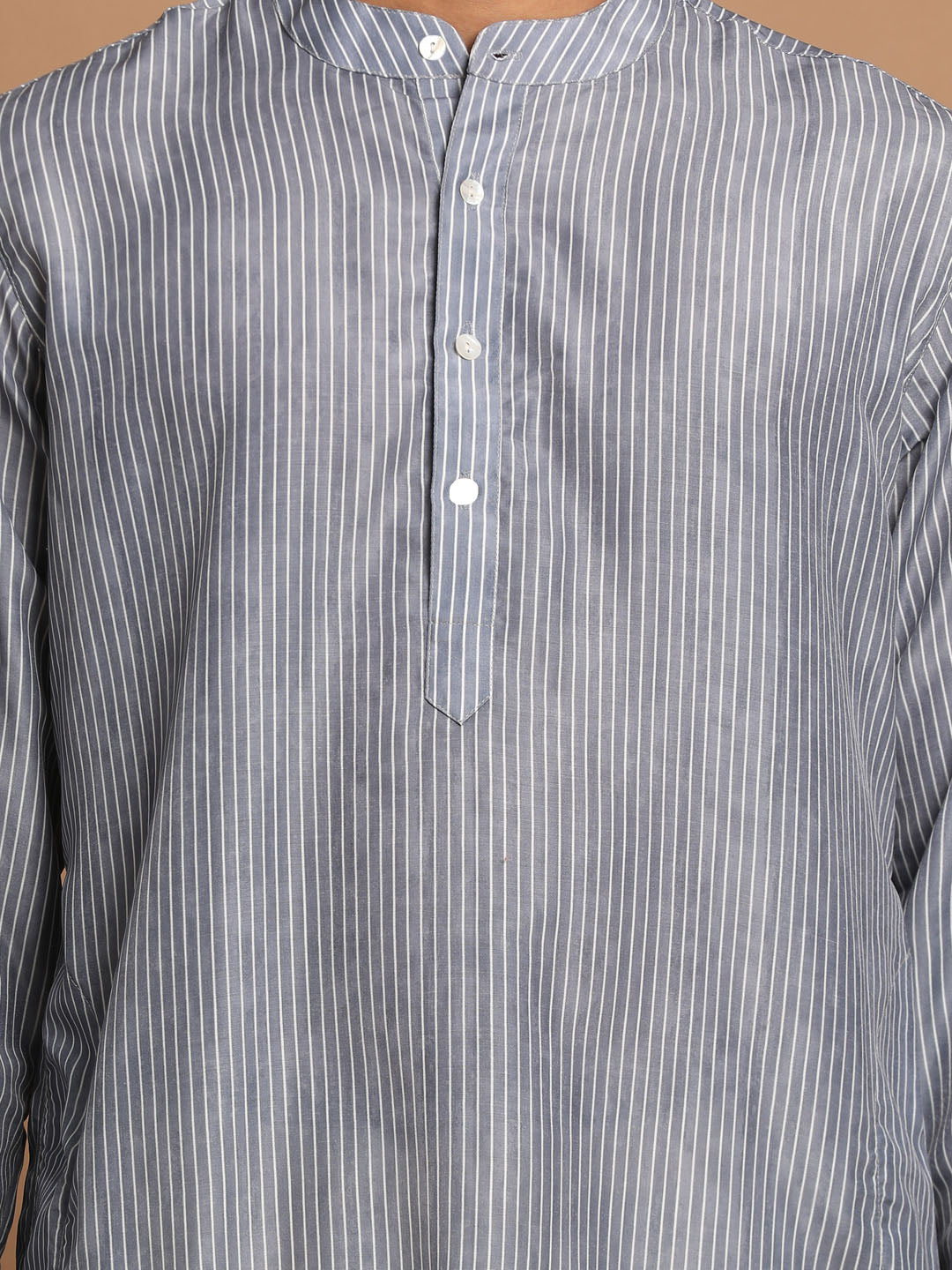 Men's Grey Cotton Blend Kurta