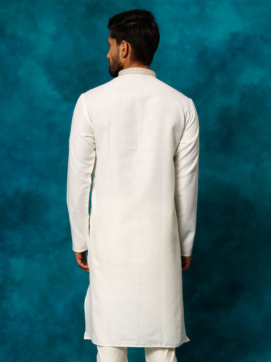 Men's Cream Cotton Blend Kurta