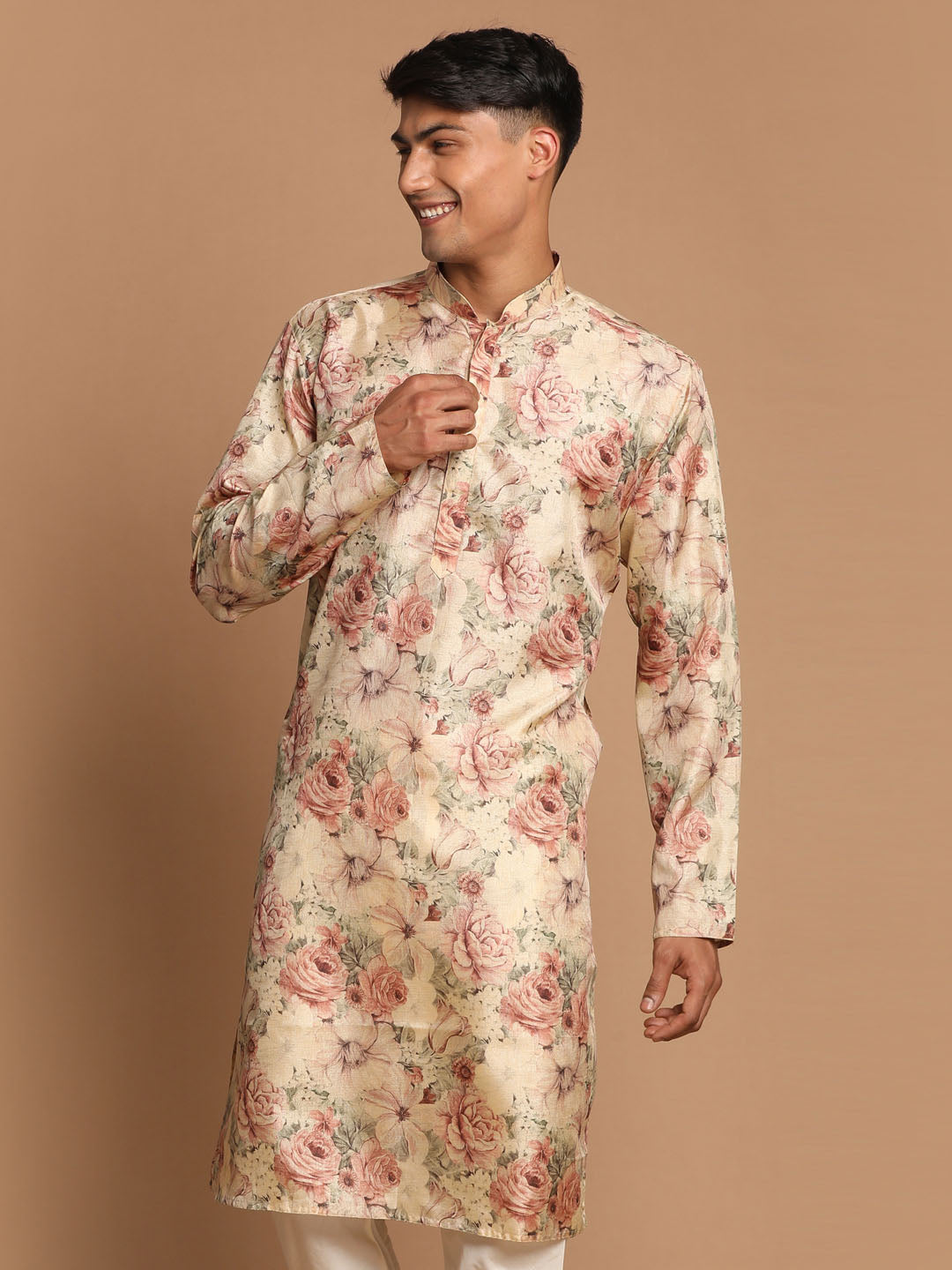 Men's Brown Silk Blend Kurta