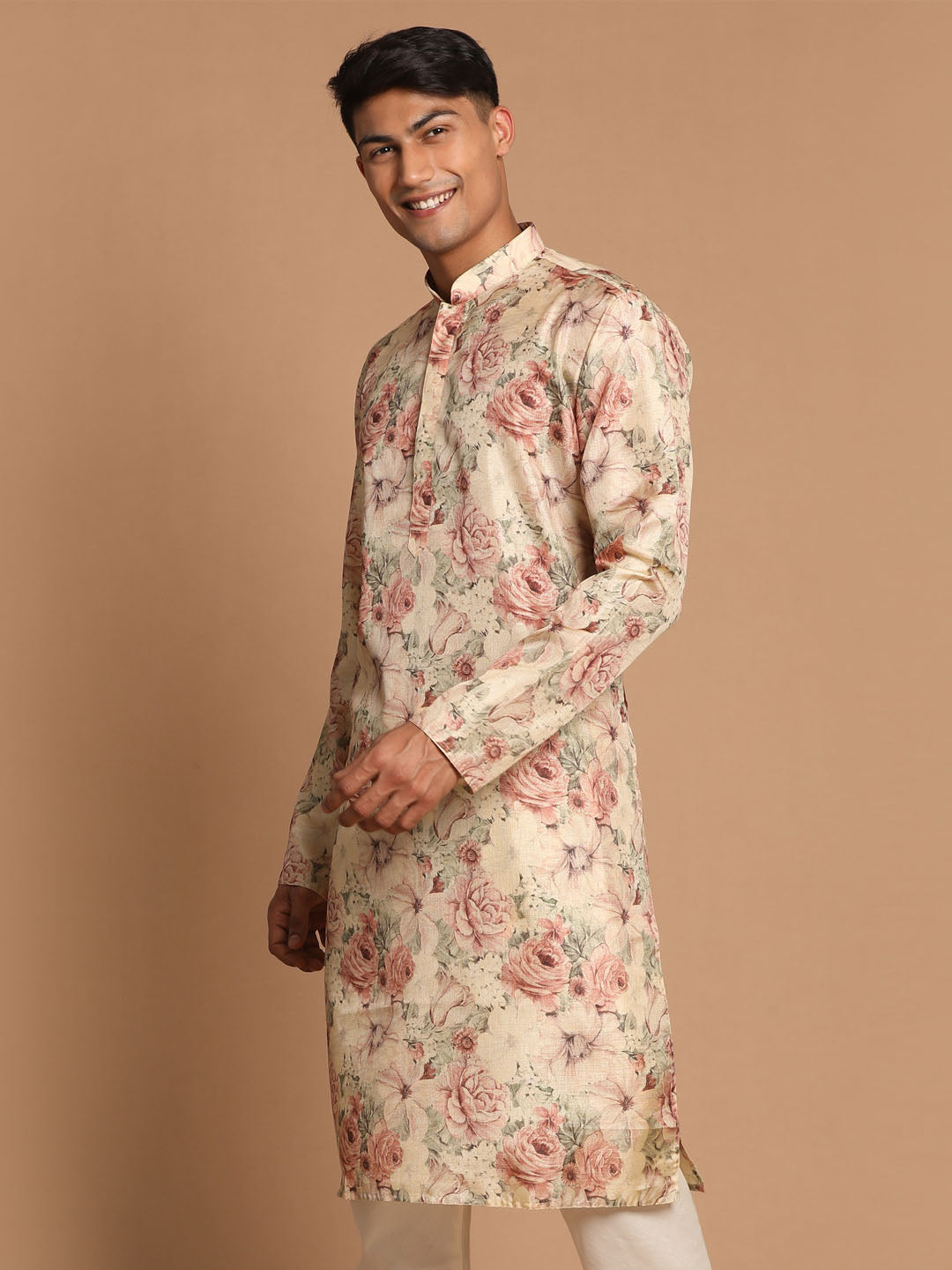 Men's Brown Silk Blend Kurta