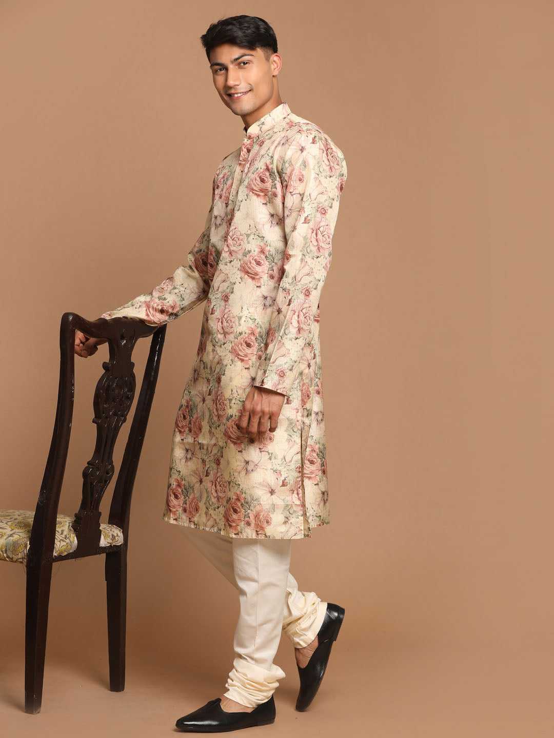 Men's Brown Silk Blend Kurta