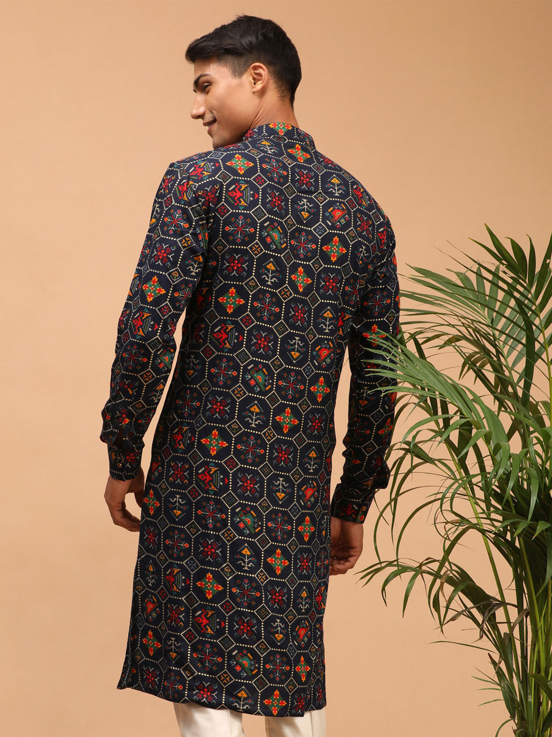 Men's Blue Cotton Blend Kurta