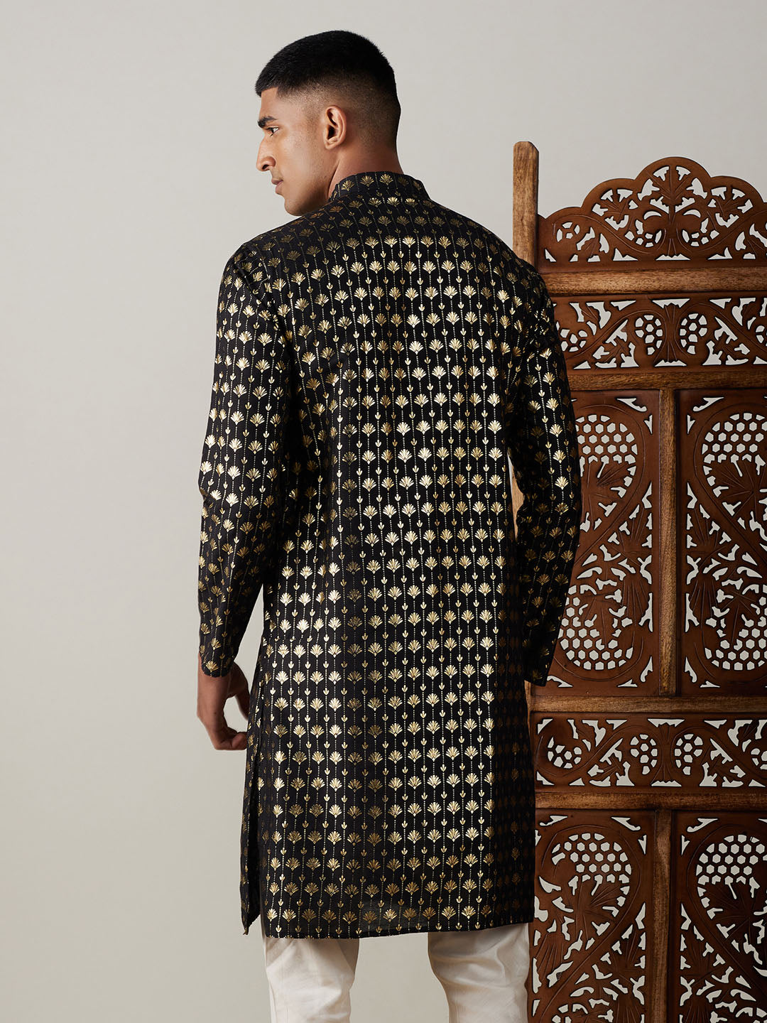 Men's Black Viscose Kurta