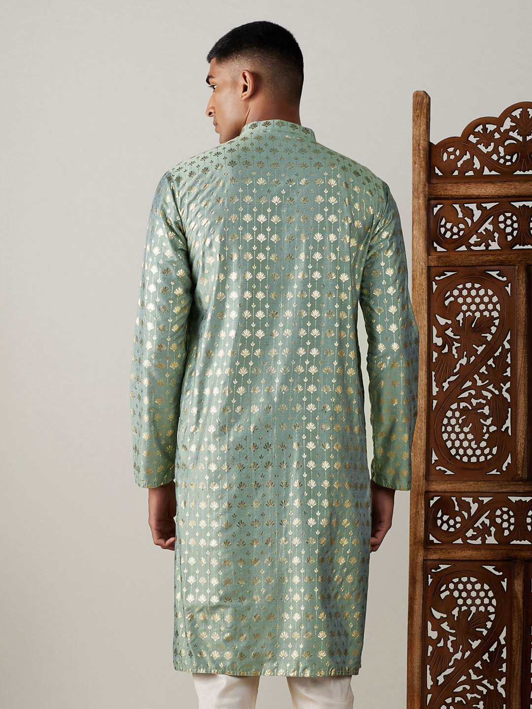 Men's Green Viscose Kurta