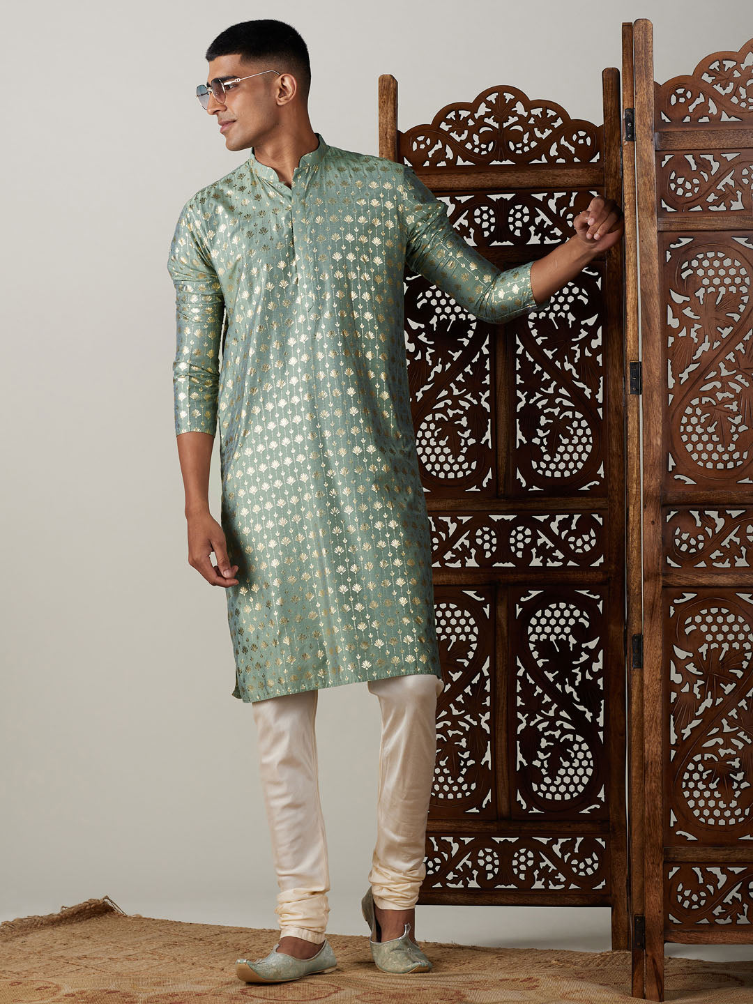 Men's Green Viscose Kurta