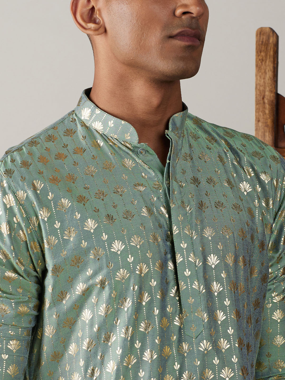 Men's Green And Black Viscose Kurta and Patiala Set