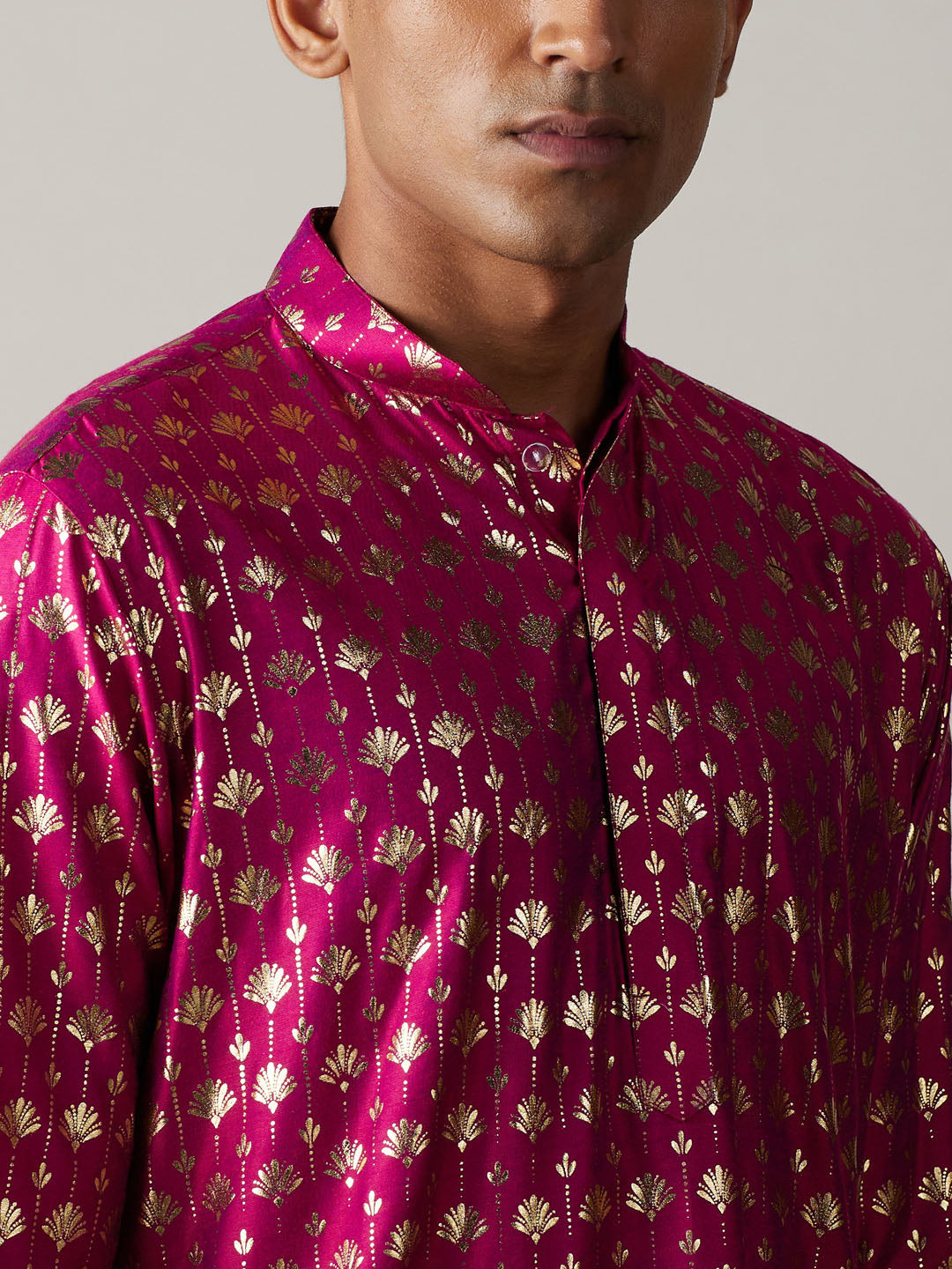 Men's Pink And Cream Viscose Kurta and Patiala Set