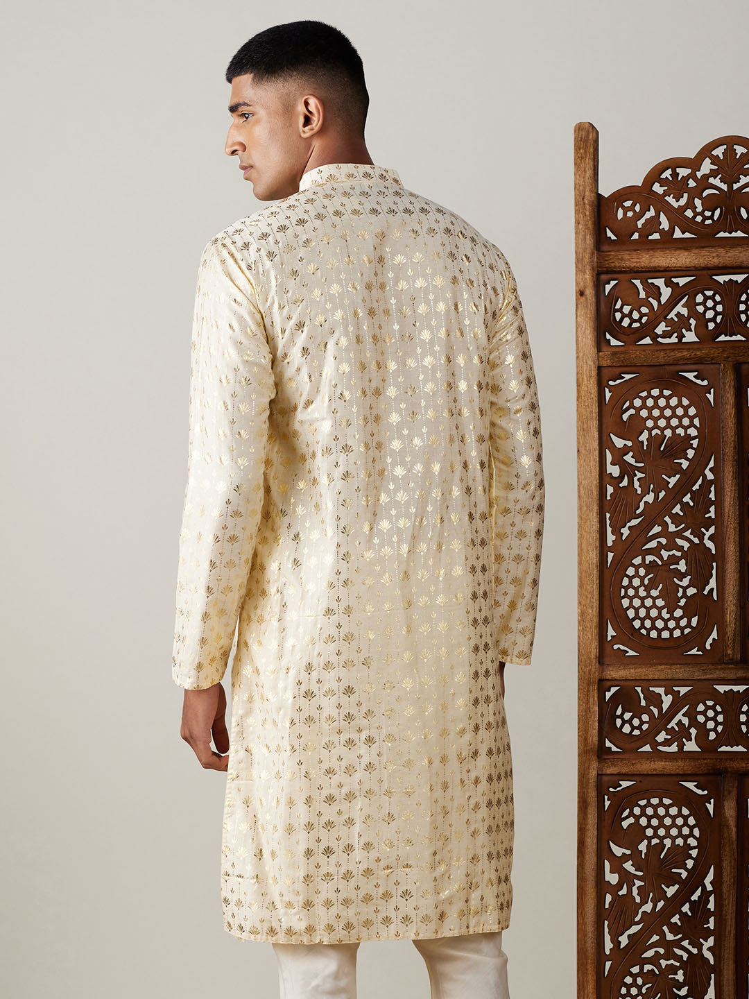 Men's Gold Viscose Kurta