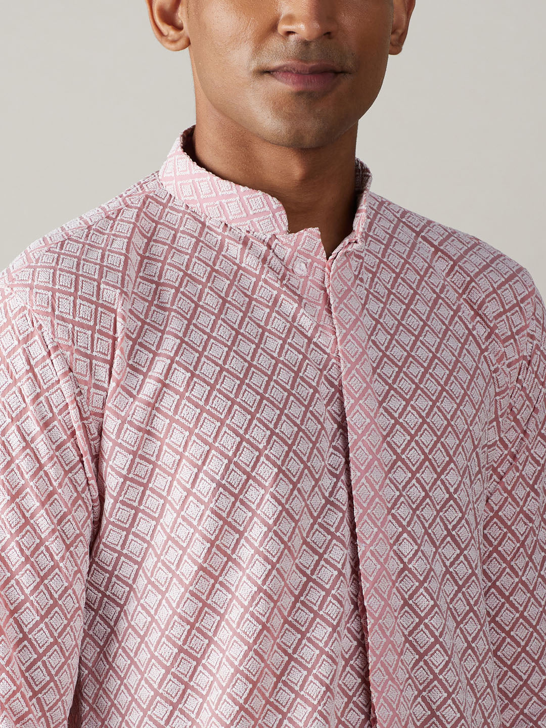 Men's Pink Georgette Kurta & Patiala