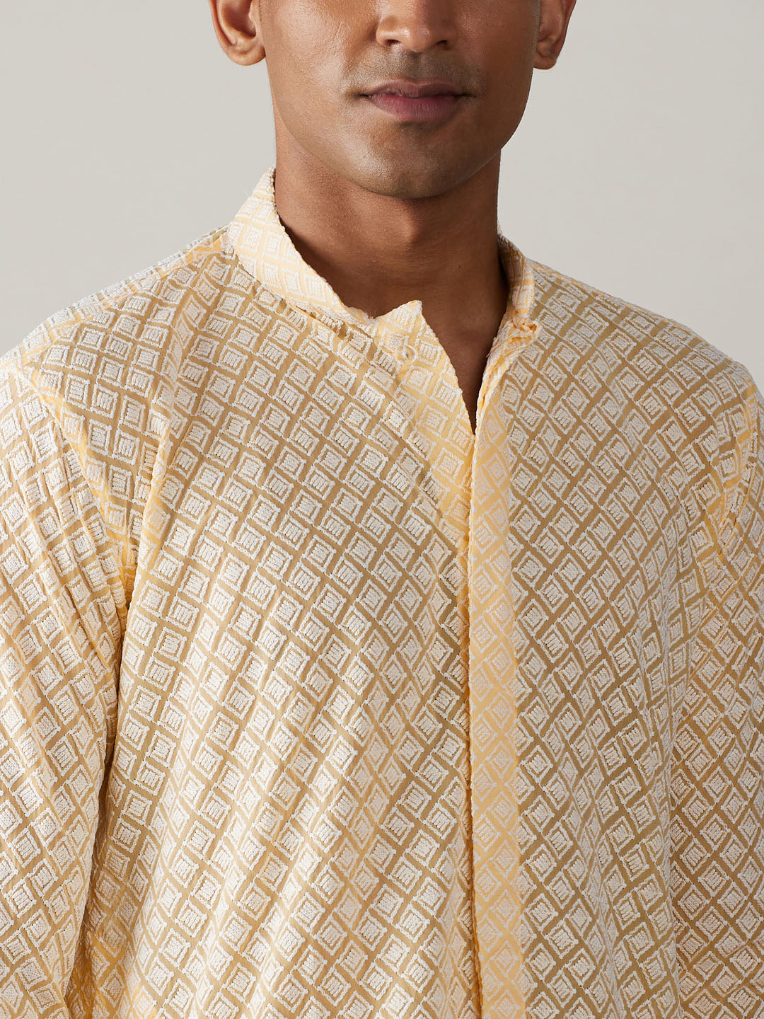 Men's Yellow Georgette Kurta