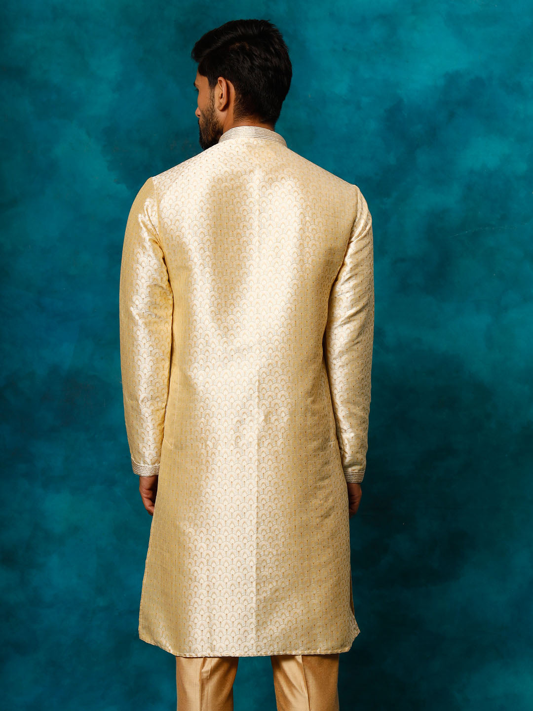 Men's Gold Silk Blend Kurta