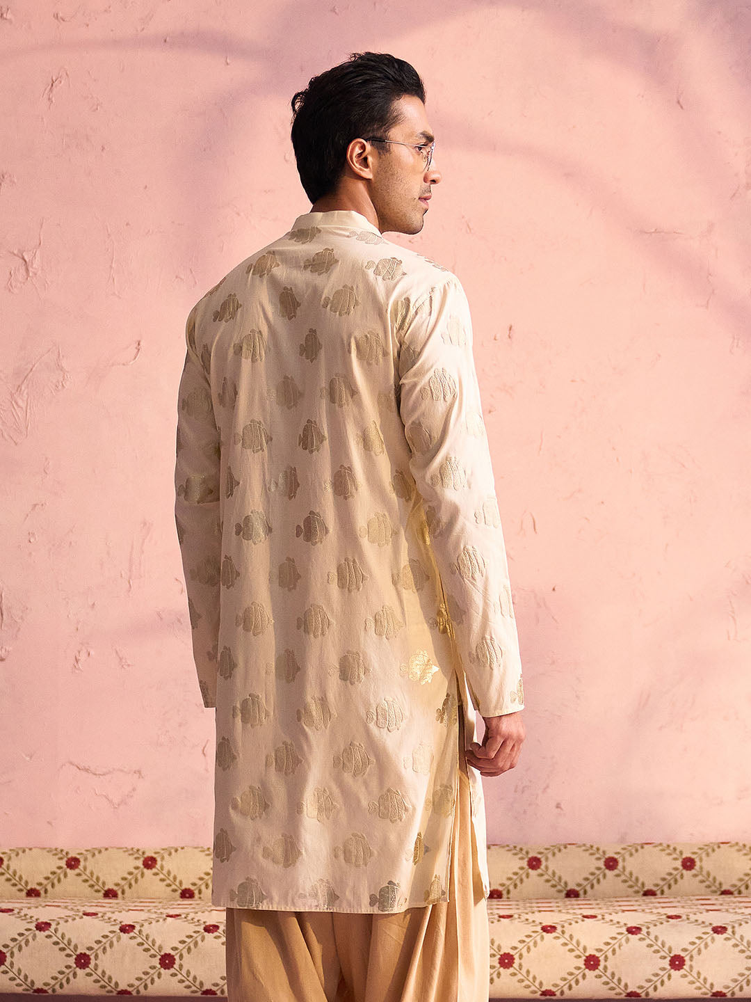 Men's Gold Viscose Kurta