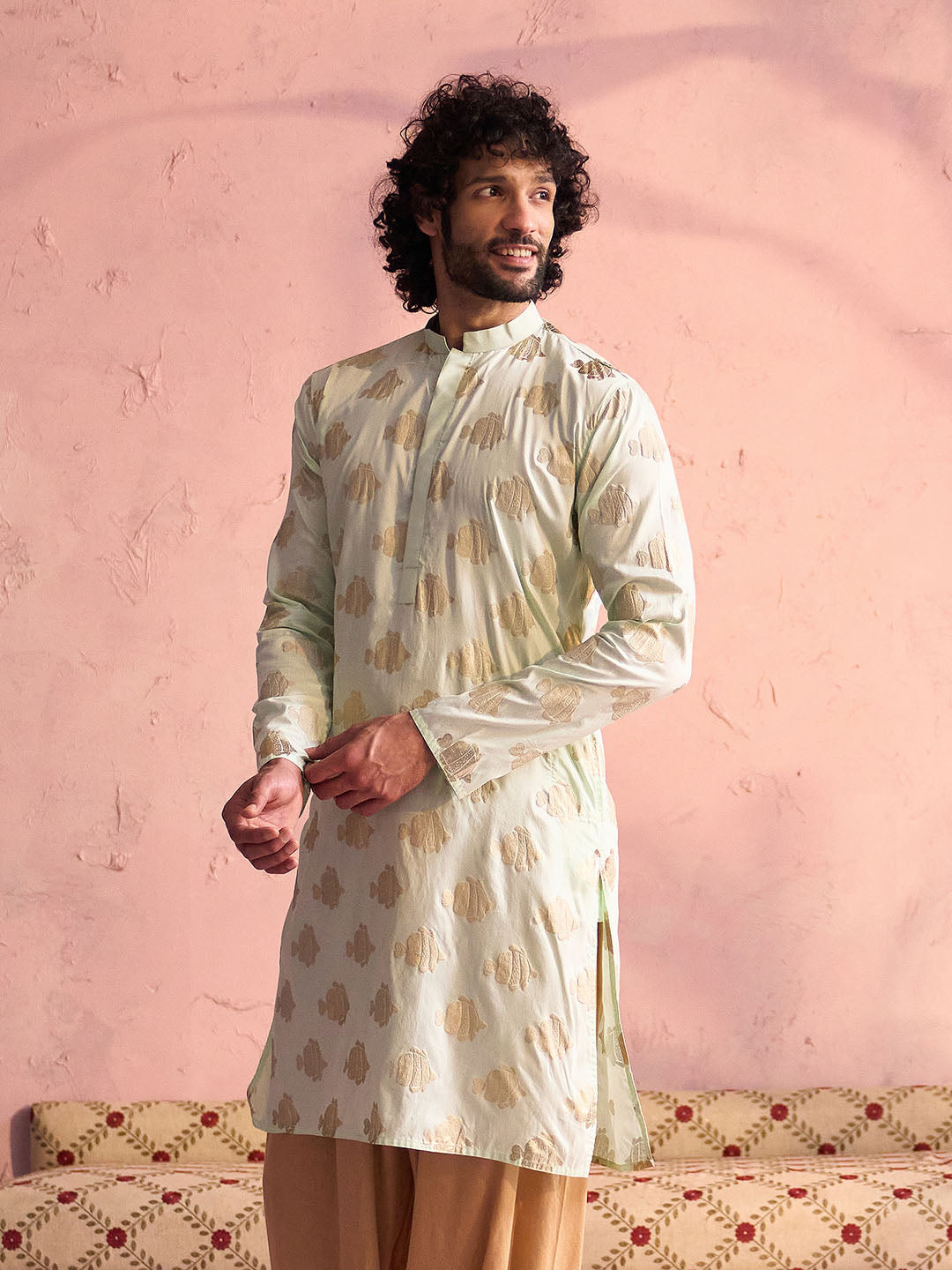 Men's Mint Green Viscose Kurta