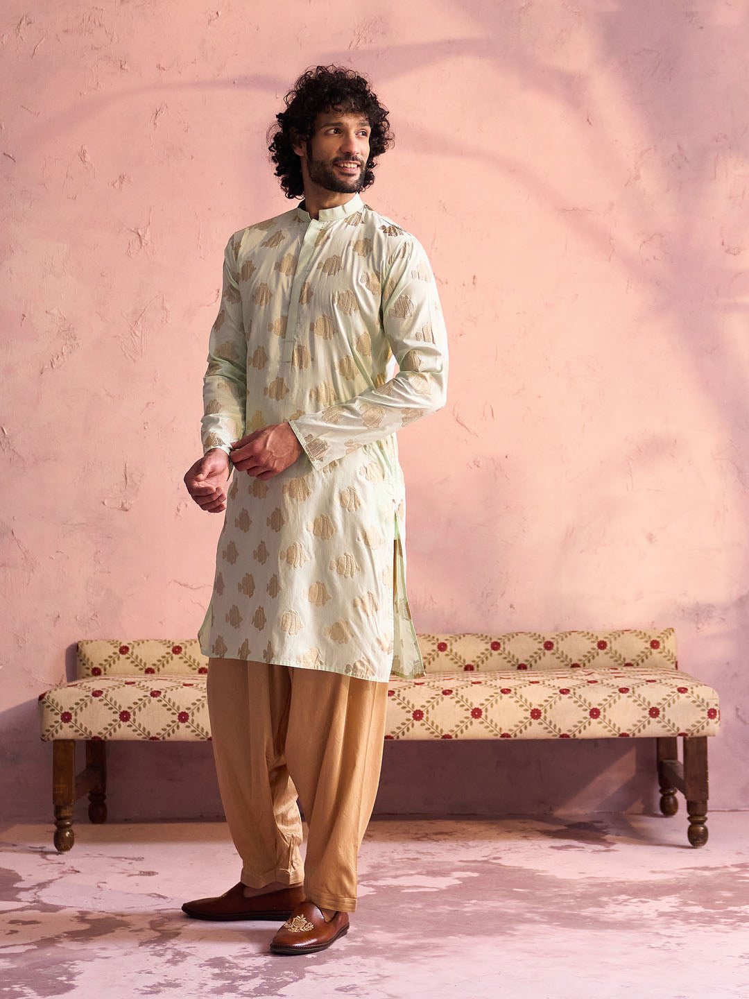 Men's Mint Green Viscose Kurta