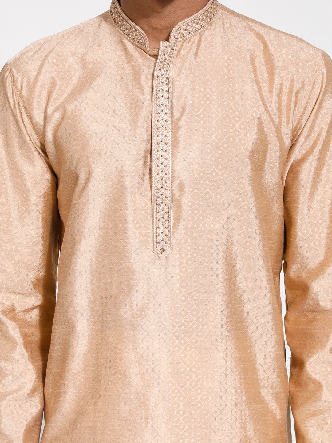 Men's Cream Silk Blend Kurta Pyjama Set