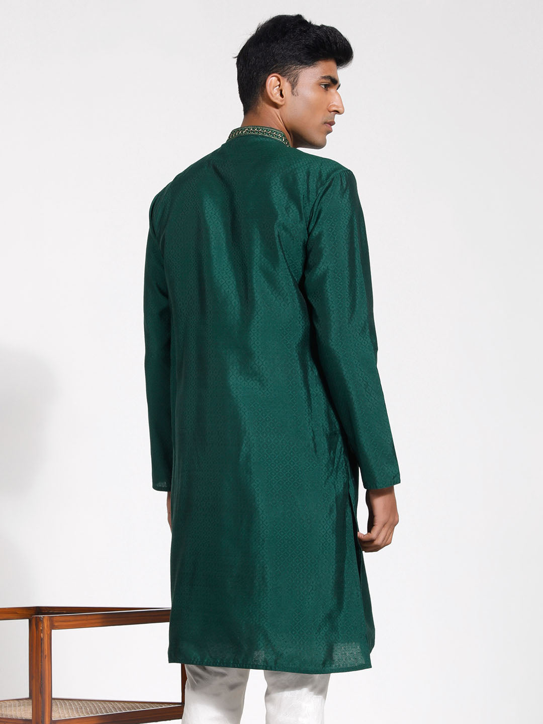 Men's Green Silk Blend Kurta