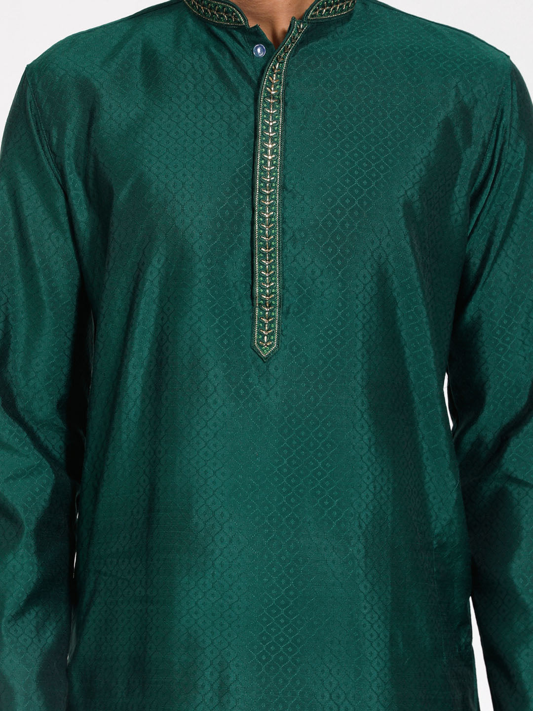 Men's Green Silk Blend Kurta