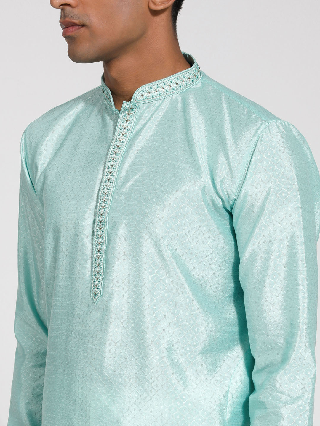 Men's Mint Green Silk Blend Kurta