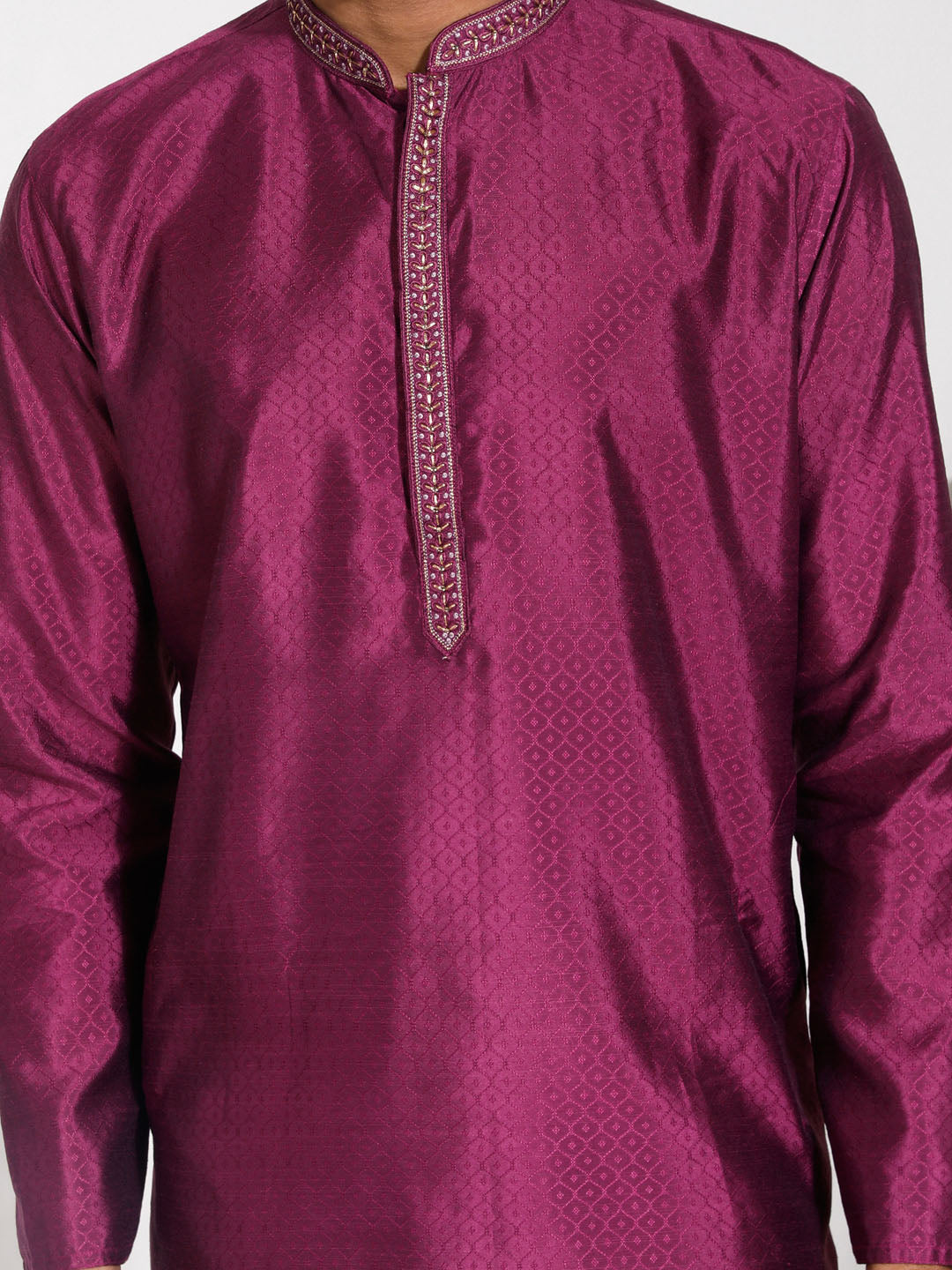 Men's Purple Silk Blend Kurta