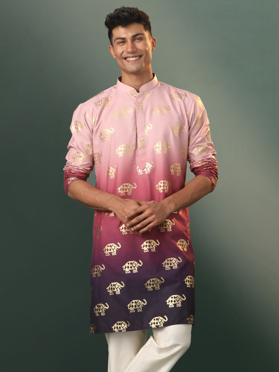 Men's Purple Rayon Kurta