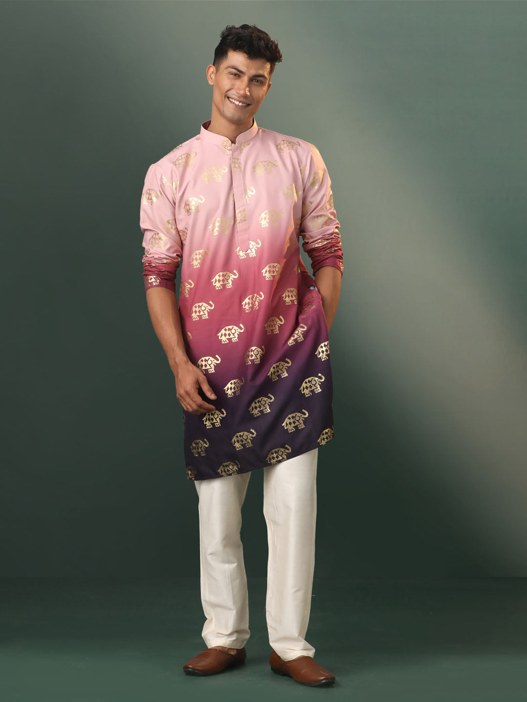 Men's Purple Rayon Kurta