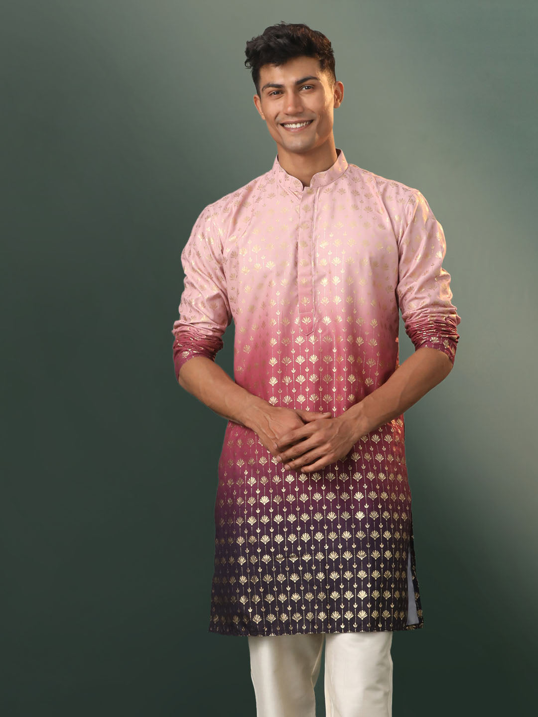 Men's Purple Rayon Kurta