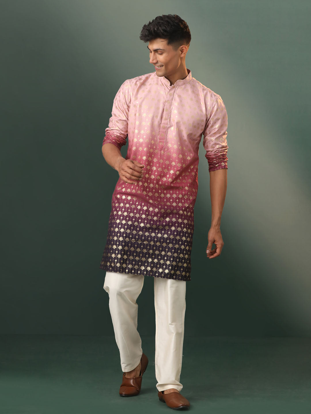 Men's Purple Rayon Kurta