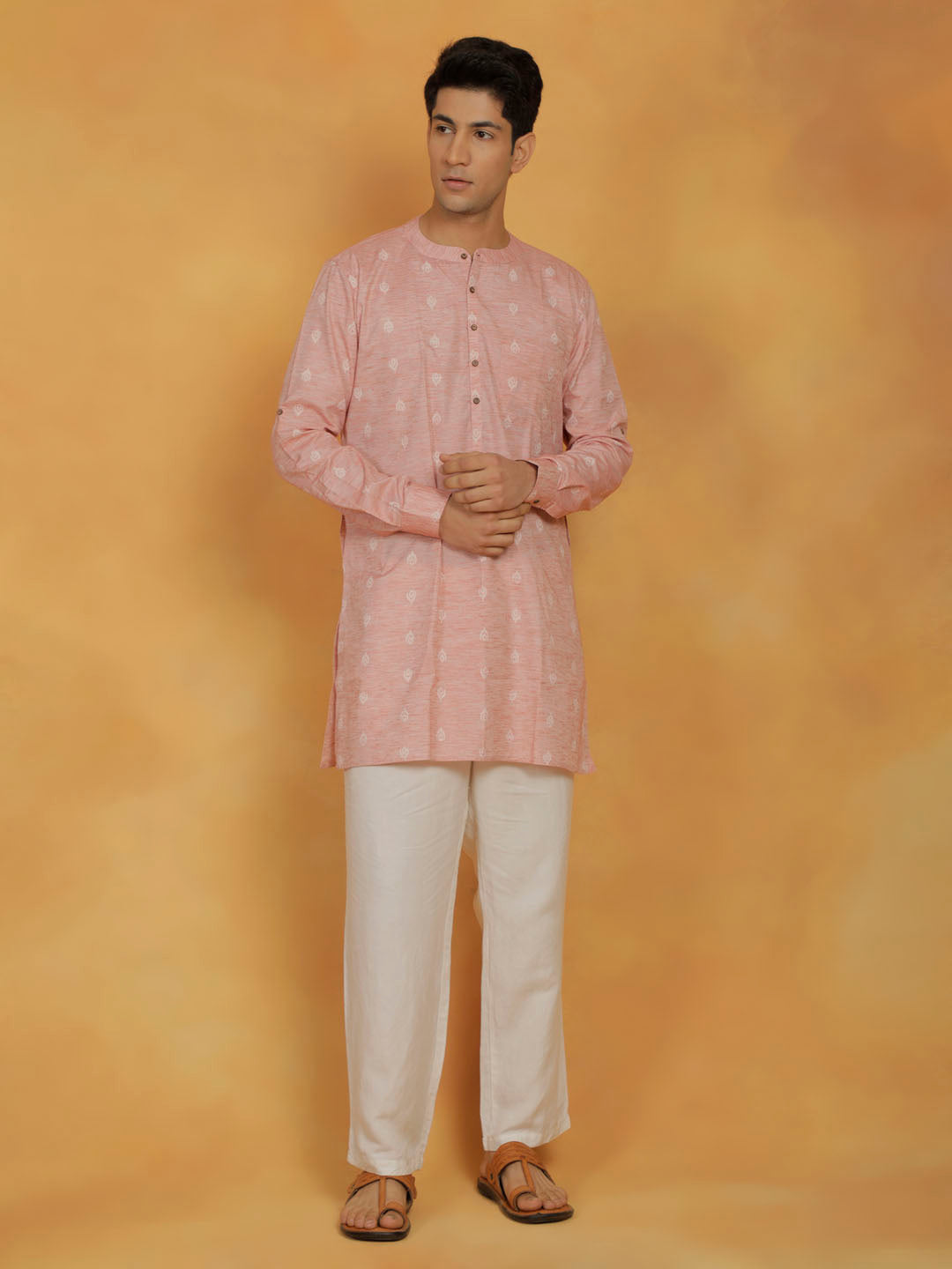 Men's Pink Cotton Kurta