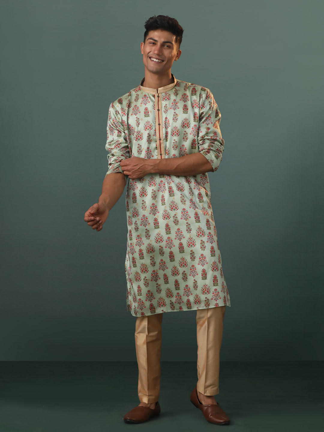 Men's Aqua Silk Blend Kurta