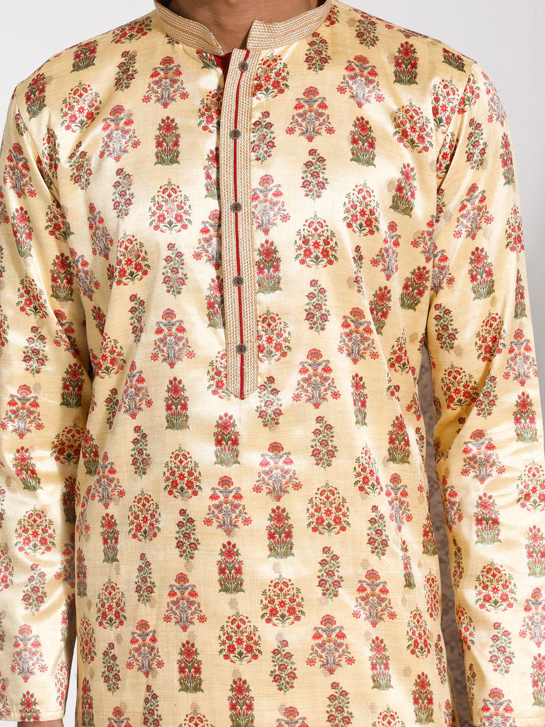 Men's Yellow Silk Blend Kurta