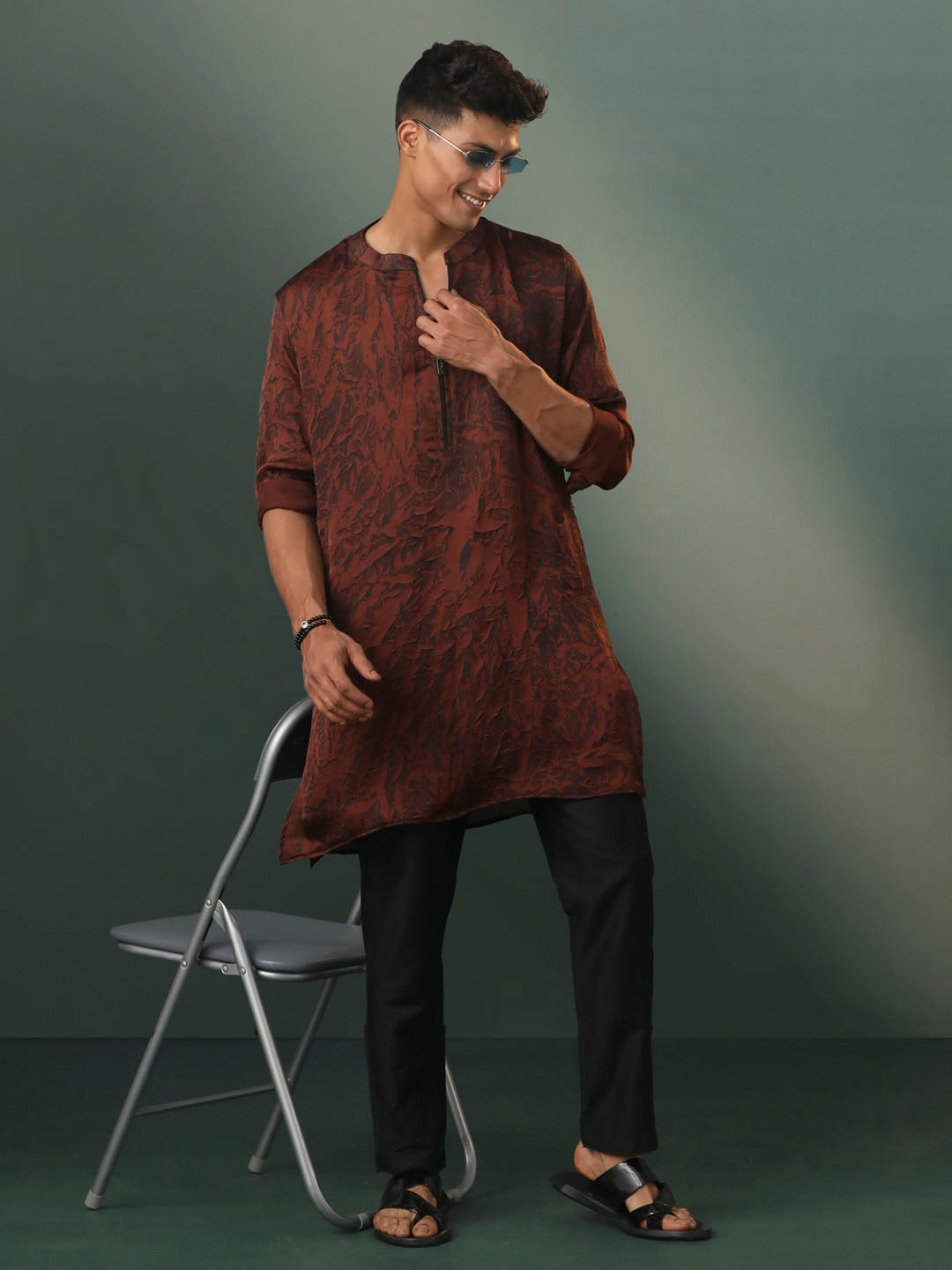 Men's Coffe Cotton Blend Kurta