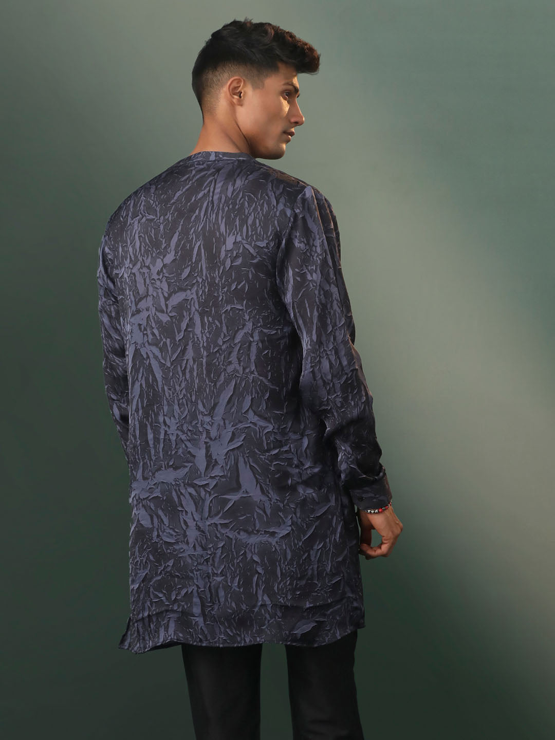 Men's Gray Cotton Blend Kurta