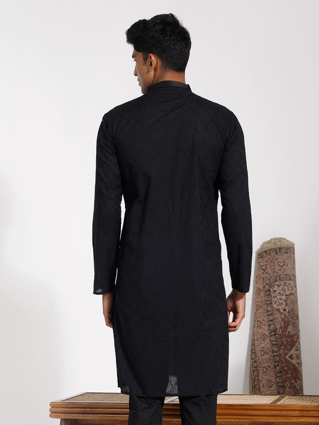 Men's Black Cotton Kurta