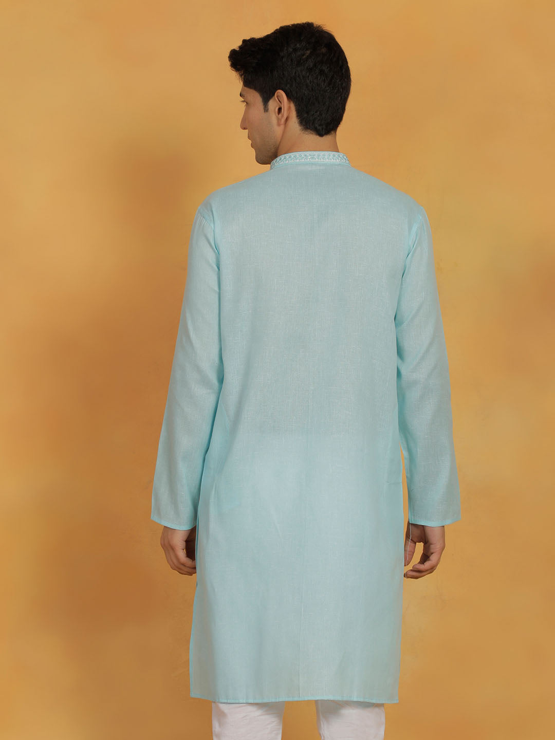 Men's Aqua Cotton Kurta