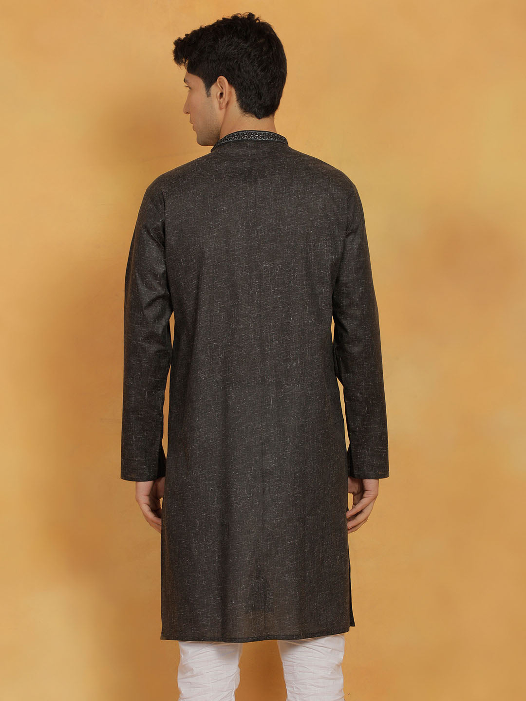 Men's Black Cotton Kurta