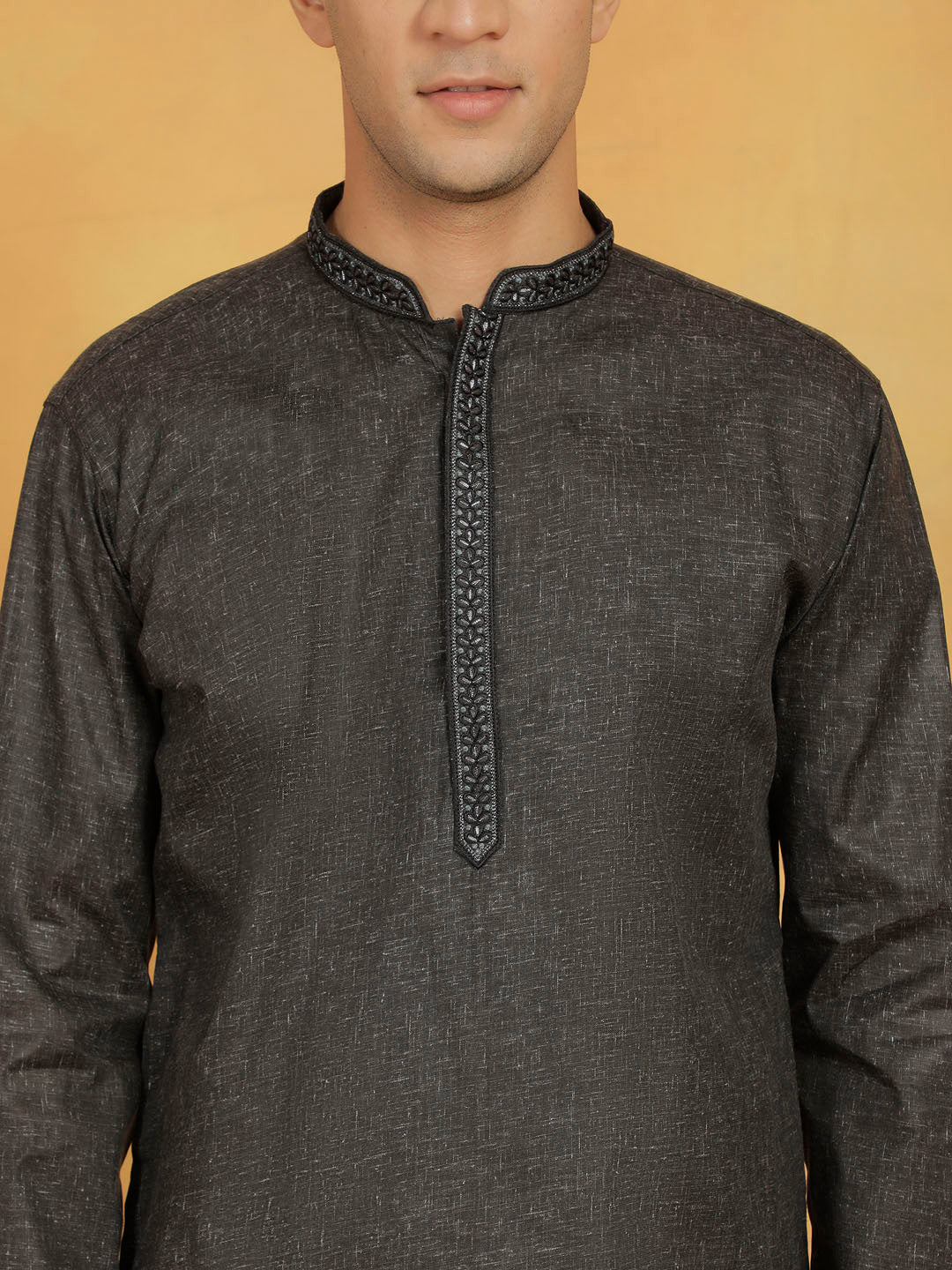 Men's Black Cotton Kurta